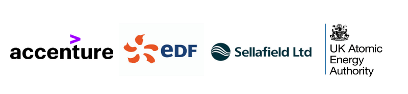 Logos of all our conference sponsors: Accenture, EDF, Sellafield, UKAEA