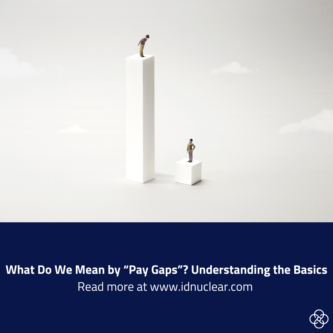 A minimalist illustration showing two figures standing on white blocks of very different heights, one high above the other, symbolising inequality or a gap between individuals.