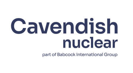 Cavendish Nuclear logo with the words ‘Cavendish nuclear’ in dark blue, and the tagline ‘part of Babcock International Group’ underneath.