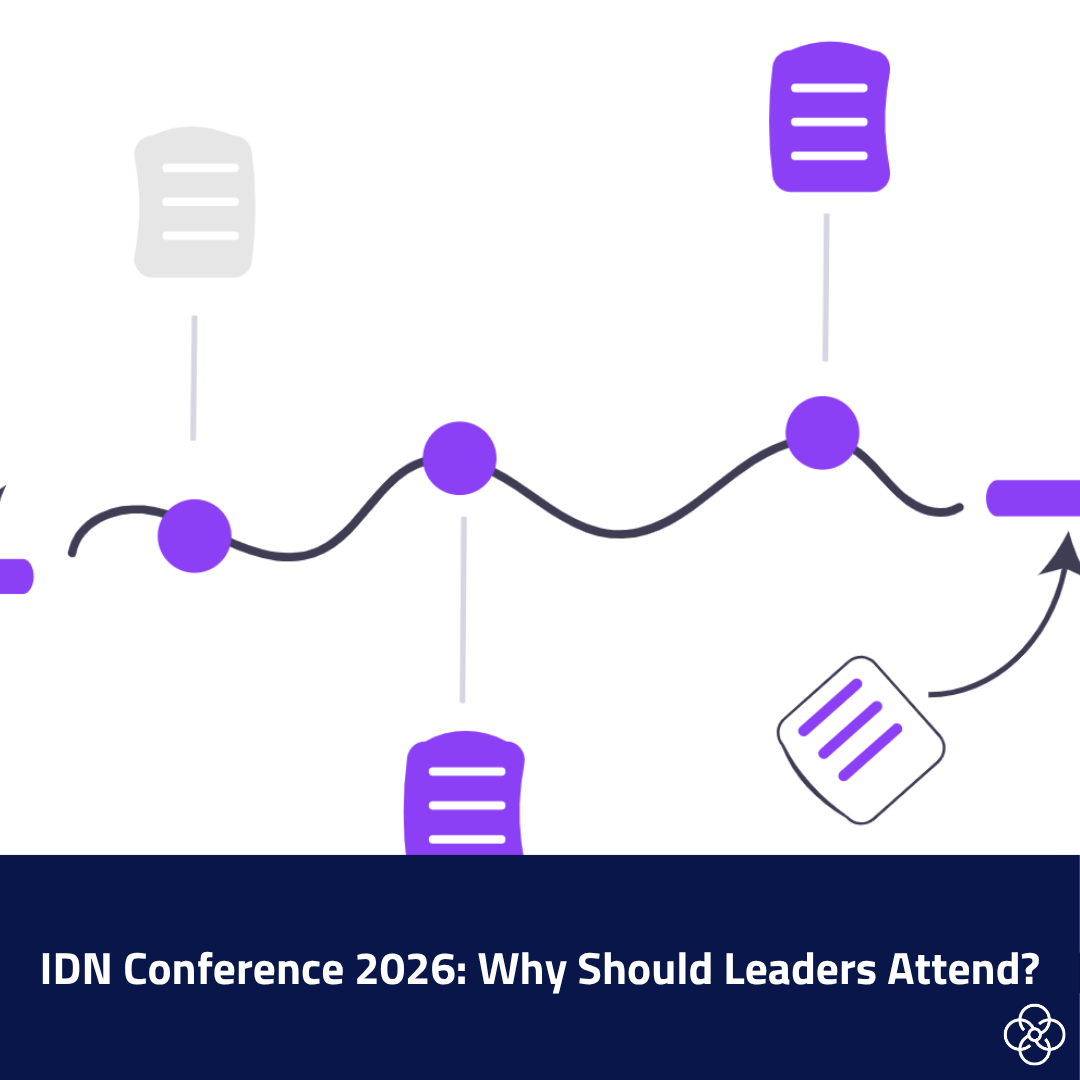 Illustration showing a curved pathway with milestones and document icons, representing a strategic leadership journey and informed decision‑making over time.
